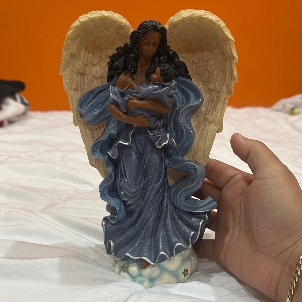 Angel Figurine with Blue and Cream Robe